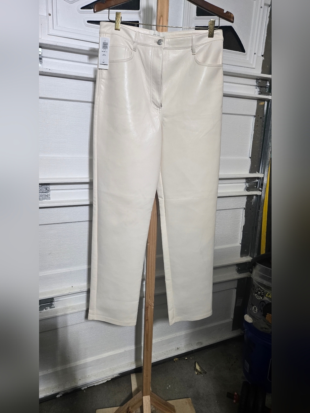 Wilfred Cream Straight-Leg Vegan Leather Jeans